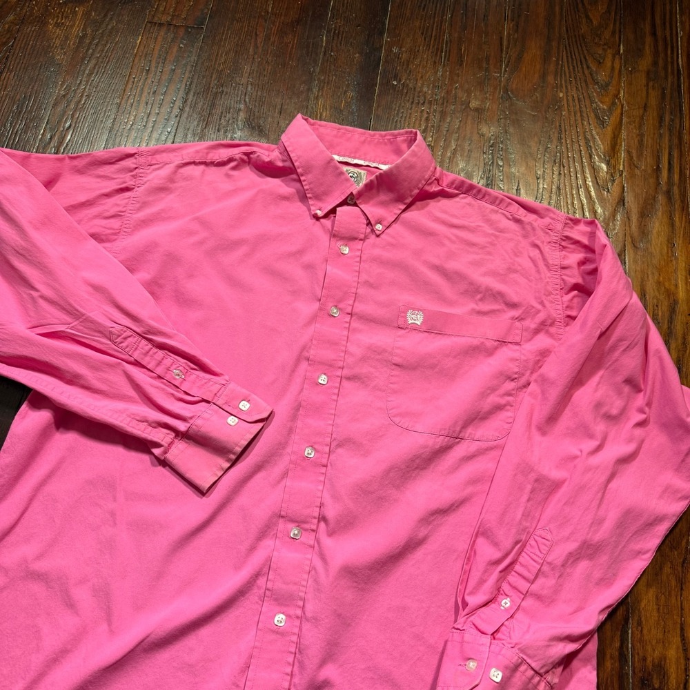 Cinch Shirt Mens Large Pink Long Sleeve Square Button Down Rodeo Western